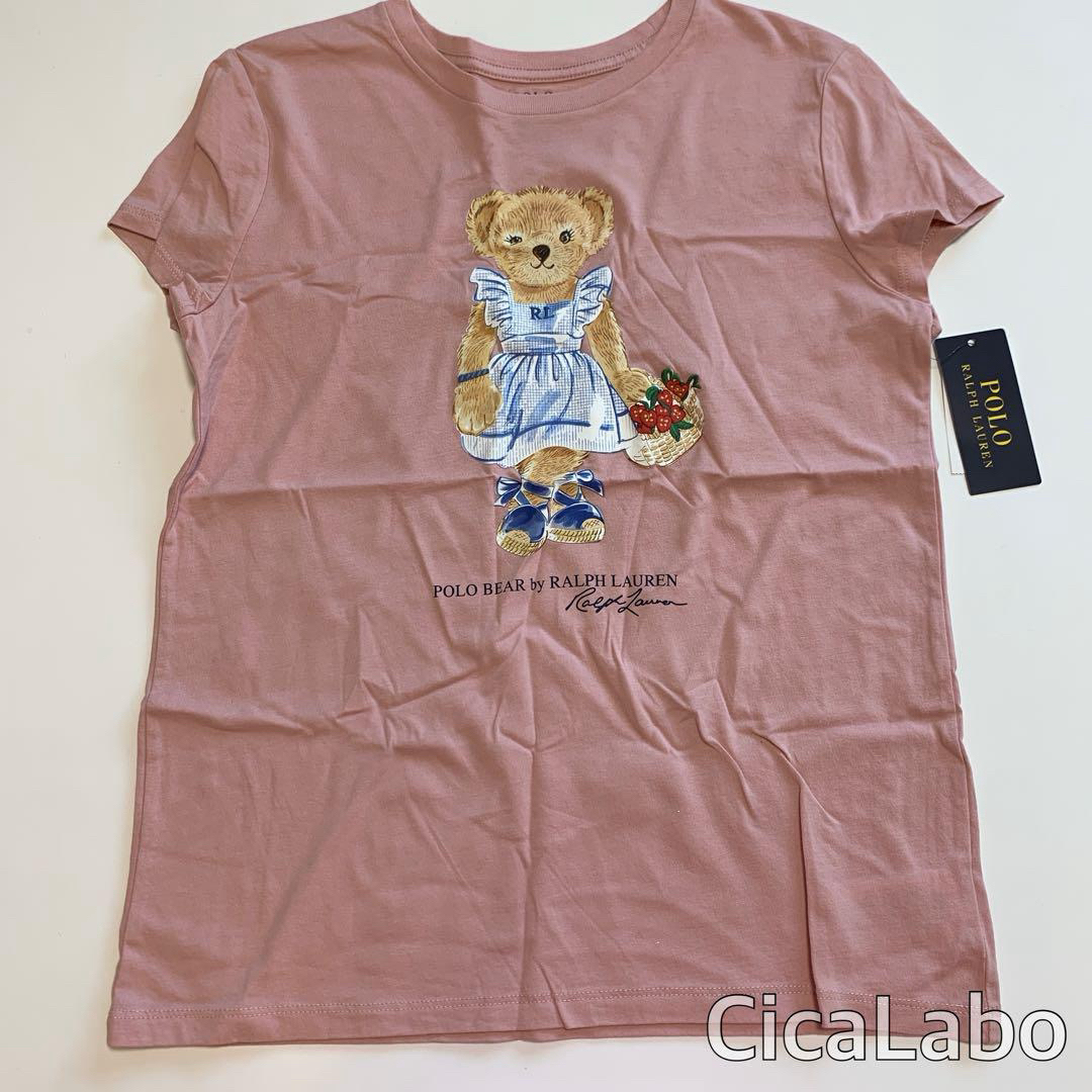 Ralph Lauren(ラルフローレン)の【新品】ラルフローレン ポロベア エプロン Tシャツ ピンク XL  キッズ/ベビー/マタニティのキッズ服女の子用(90cm~)(Tシャツ/カットソー)の商品写真