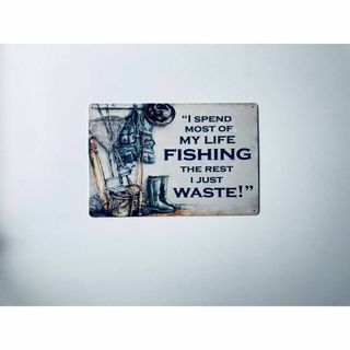 ブリキ看板 FISHING 釣り人 魚 釣り MY LIFE 防水 P857