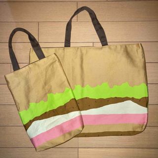 レッスンバッグ・シューズバッグ　ハンバーガー　入園入学　ハンドメイド(レッスンバッグ)