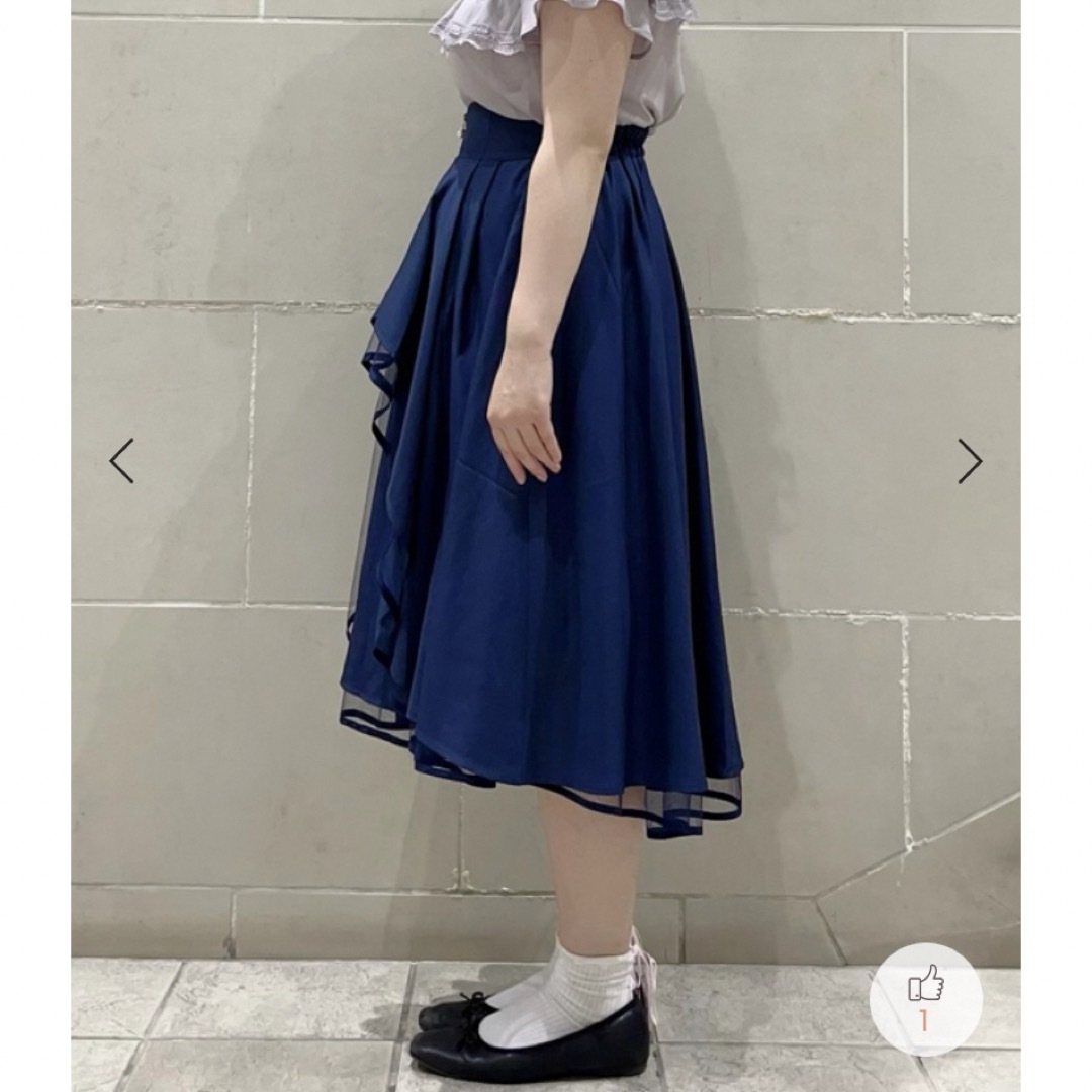 axes femme(アクシーズファム)の新品 アクシーズファム フロントジップ イレヘムスカート 紺色 フリーサイズ レディースのスカート(その他)の商品写真