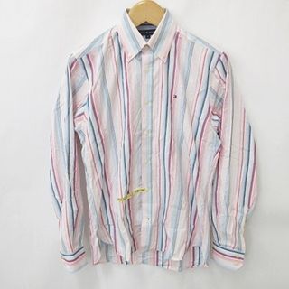 TOMMY HILFIGER - トミーヒルフィガー シャツ 長袖 ボタンダウン ストライプ ピンク 白 青 S