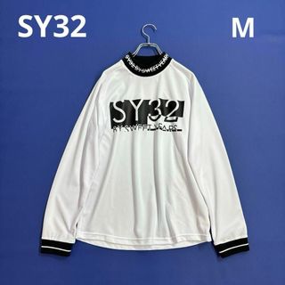 エスワイサーティトゥバイスィートイヤーズ(SY32 BY SWEET YEARS)のSY32 ゴルフ　M メンズ　長袖モックネックシャツ　ホワイト　ビッグロゴ(ウエア)