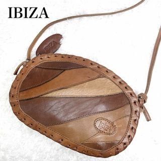 イビザ(IBIZA)の希少✨イビザ　ショルダーバッグ　パッチワーク　バイカラー　レザー　ネームタグ(ショルダーバッグ)