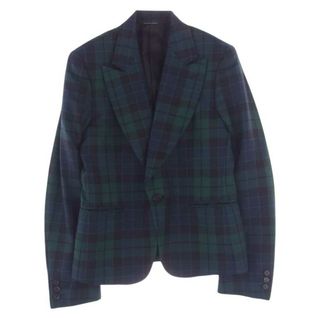 コムデギャルソンオムプリュス(COMME des GARCONS HOMME PLUS)のCOMME des GARCONS HOMME PLUS コムデギャルソンオムプリュス テーラードジャケット 14AW PN-J056 ビッグラペル ブラックウォッチ ウール 1B ジャケット  グリーン系 S【中古】(その他)