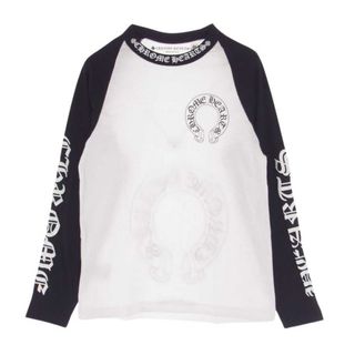 クロムハーツ(Chrome Hearts)のCHROME HEARTS クロムハーツ（原本無） Ｔシャツ Neck Logo Horseshoe Raglan Sleeve Tee ネックロゴ ホースシュー ラグラン 長袖 Tシャツ ロンT サイズM ホワイト系 ブラック系 M【極上美品】【中古】(シャツ)