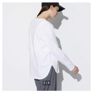 UNIQLO - 【新品】ソフトコットンラウンドヘムT（長袖）　ブラック