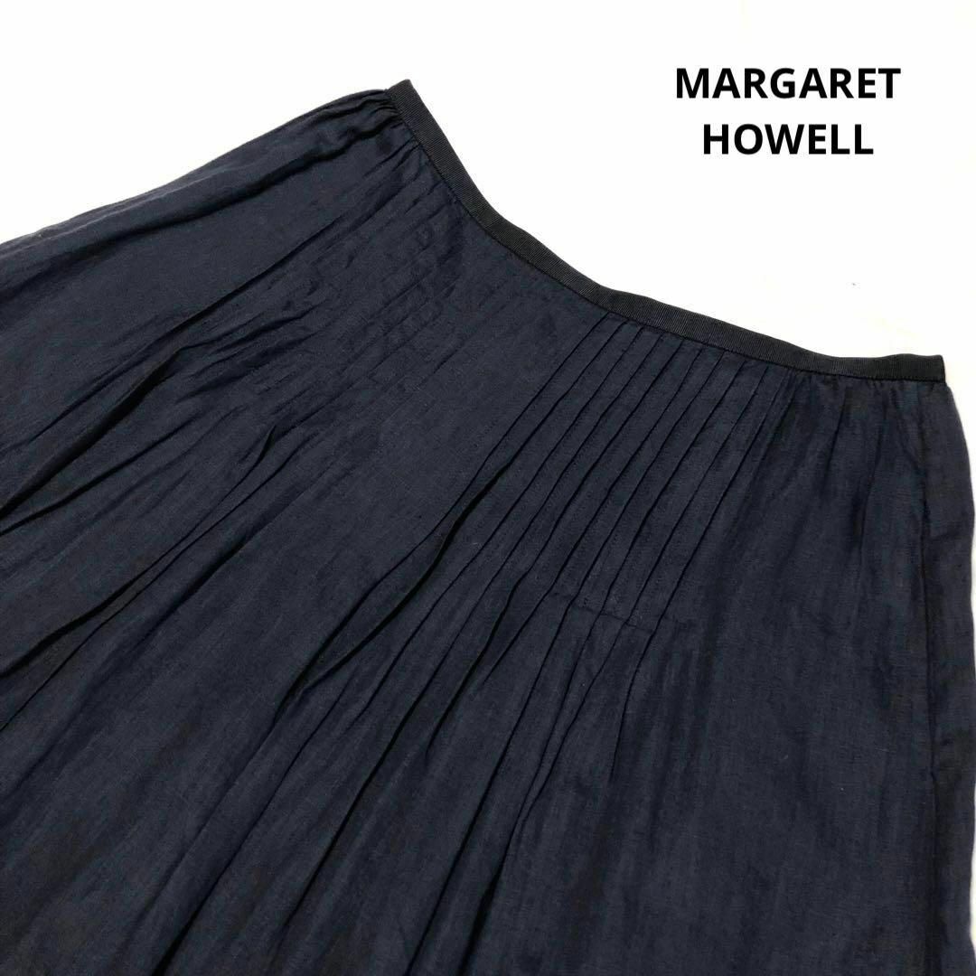 MARGARET HOWELL(マーガレットハウエル)のMARGARET HOWELL★マーガレットハウエル★リネン★タック★スカート レディースのスカート(ひざ丈スカート)の商品写真