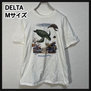 デルタ(DELTA)の【デルタ】半袖Tシャツ　ウミガメ　は虫類　アニマル魚ホワイト　サンゴ礁F9(Tシャツ/カットソー(半袖/袖なし))