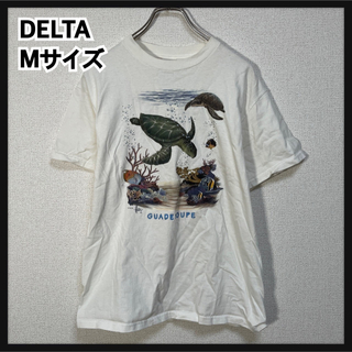 DELTA - 【デルタ】半袖Tシャツ　ウミガメ　は虫類　アニマル魚ホワイト　サンゴ礁F9