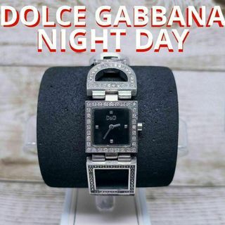 DOLCE&GABBANA - 動作品　ドルチェ＆ガッバーナ　ブラック　シルバー　ダイヤモンド　時計　定価7万円