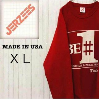 ジャージーズ(JERZEES)のジャージーズ　USA製　トレーナー　スウェット　ビッグプリント　赤　XL(スウェット)