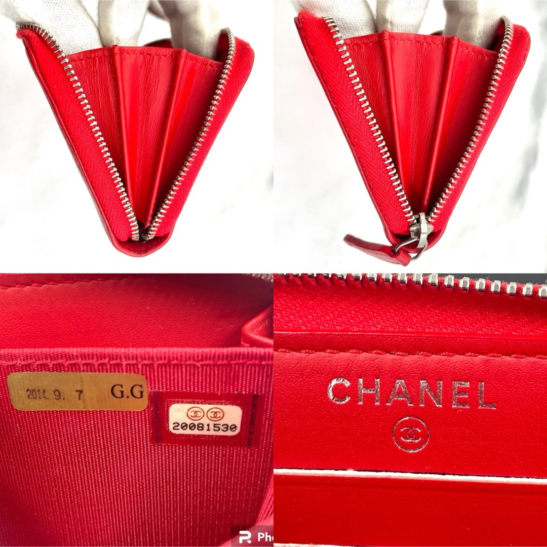 CHANEL(シャネル)の✨未使用級✨ シャネル CHANEL 長財布 赤 ラウンドファスナー レザー レディースのファッション小物(財布)の商品写真