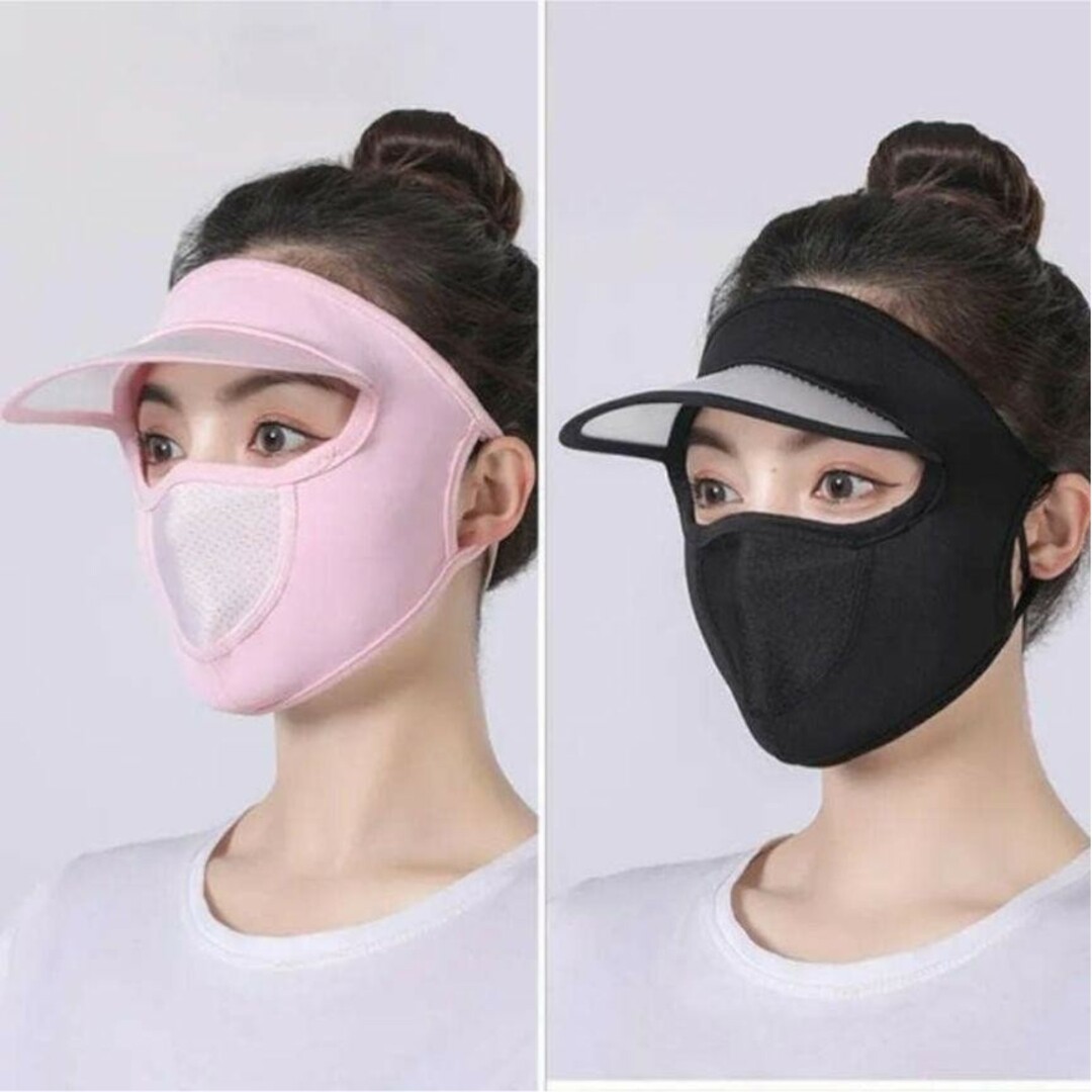 ❤新品❤フェイスカバー UVカット 日焼け防止 フェイスマスク 花粉症対策 2枚 レディースの帽子(その他)の商品写真