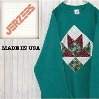 ジャージーズ(JERZEES)のジャージーズ　USA製　トレーナー　スウェット アップリケ　グリーン　L(スウェット)