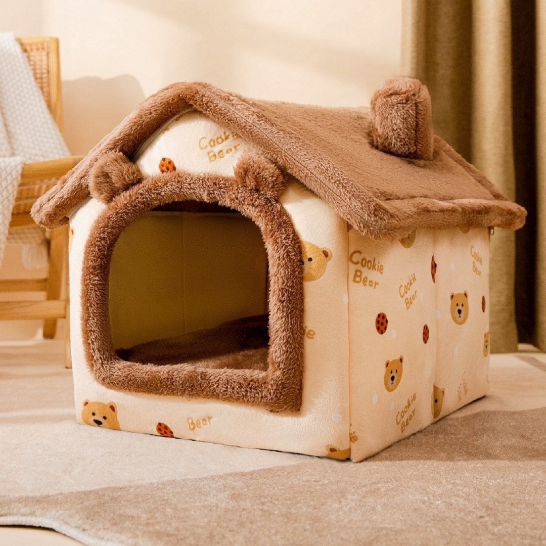 猫 犬 ペットベッド ドーム型 猫小屋 犬小屋 クッション ペットマット　クマ　 その他のペット用品(かご/ケージ)の商品写真