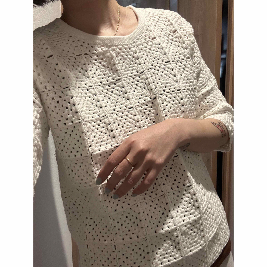 Chloe(クロエ)の最終価格🐑🤍🩶🪿🤍🩶Chloé crochet knit tops. レディースのトップス(ニット/セーター)の商品写真