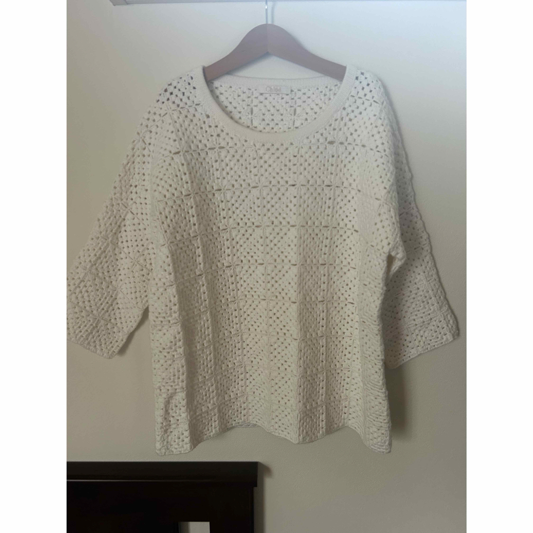 Chloe(クロエ)の最終価格🐑🤍🩶🪿🤍🩶Chloé crochet knit tops. レディースのトップス(ニット/セーター)の商品写真