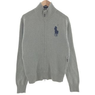 ラルフローレン(Ralph Lauren)の古着 ラルフローレン Ralph Lauren POLO by Ralph Lauren ビッグポニー コットンニットフルジップセーター メンズXL /eaa390689(ニット/セーター)