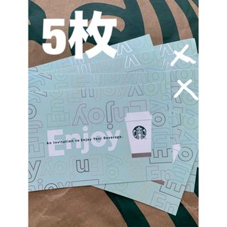 スターバックスコーヒー(Starbucks Coffee)のStarbucks ドリンクチケット5枚(フード/ドリンク券)