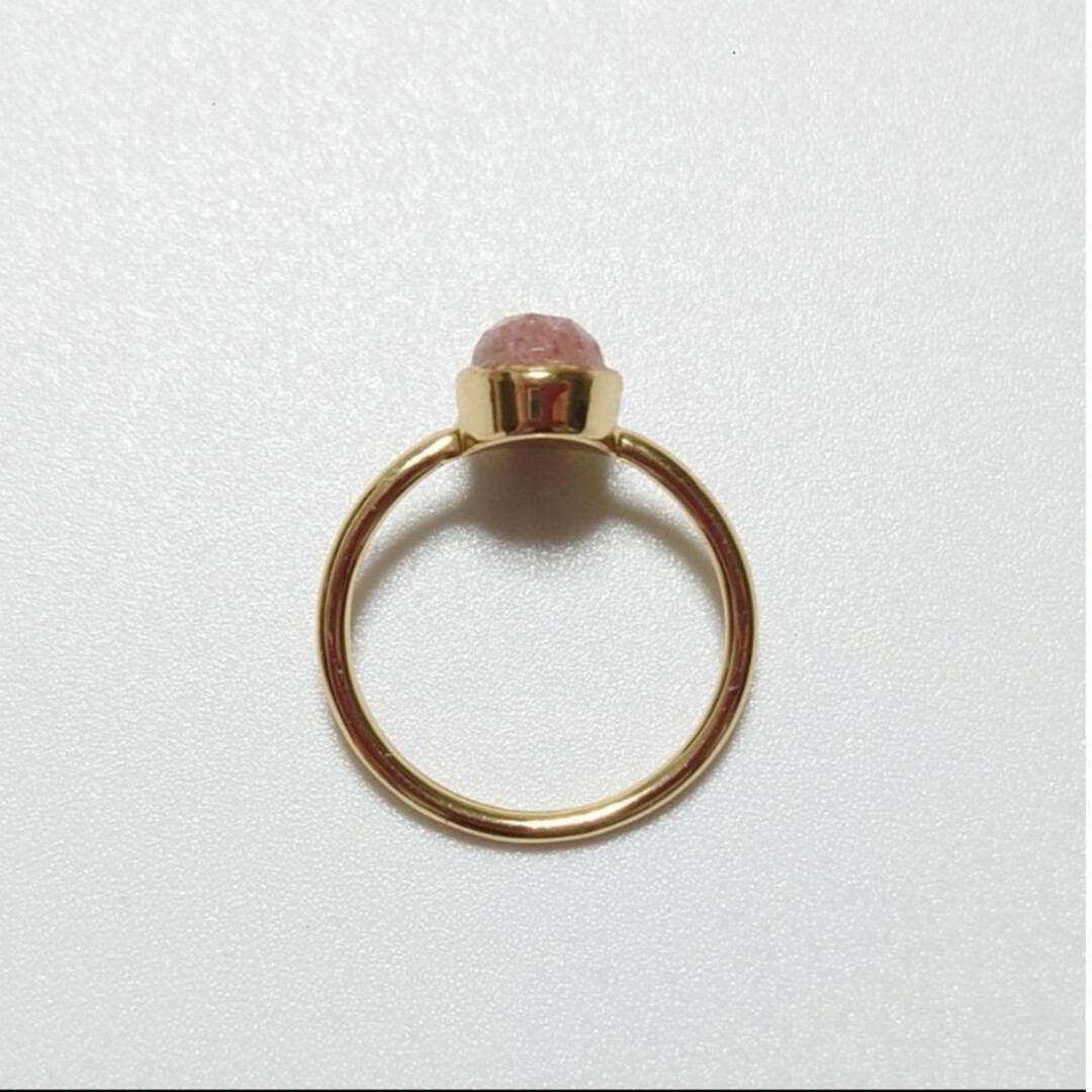 13号 ストロベリークォーツリング 天然石 指輪 パワーストーン ゴールド色 レディースのアクセサリー(リング(指輪))の商品写真