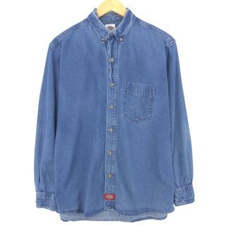 ディッキーズ(Dickies)の古着 ディッキーズ Dickies 長袖 ボタンダウンデニムシャツ メンズM /eaa433019(シャツ)