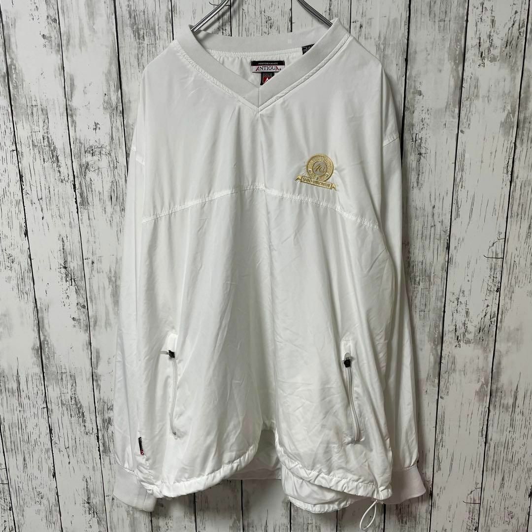 ANTIGUA USA古着 ナイロンジャケットプルオーバーゴルフ刺繍白Lメンズ メンズのジャケット/アウター(ナイロンジャケット)の商品写真
