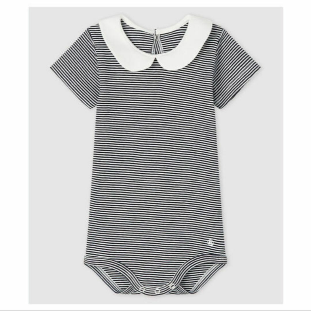 PETIT BATEAU(プチバトー)の新品未使用　プチバトー　36m 襟付きボディ　ミラレ　ネイビー キッズ/ベビー/マタニティのベビー服(~85cm)(ロンパース)の商品写真