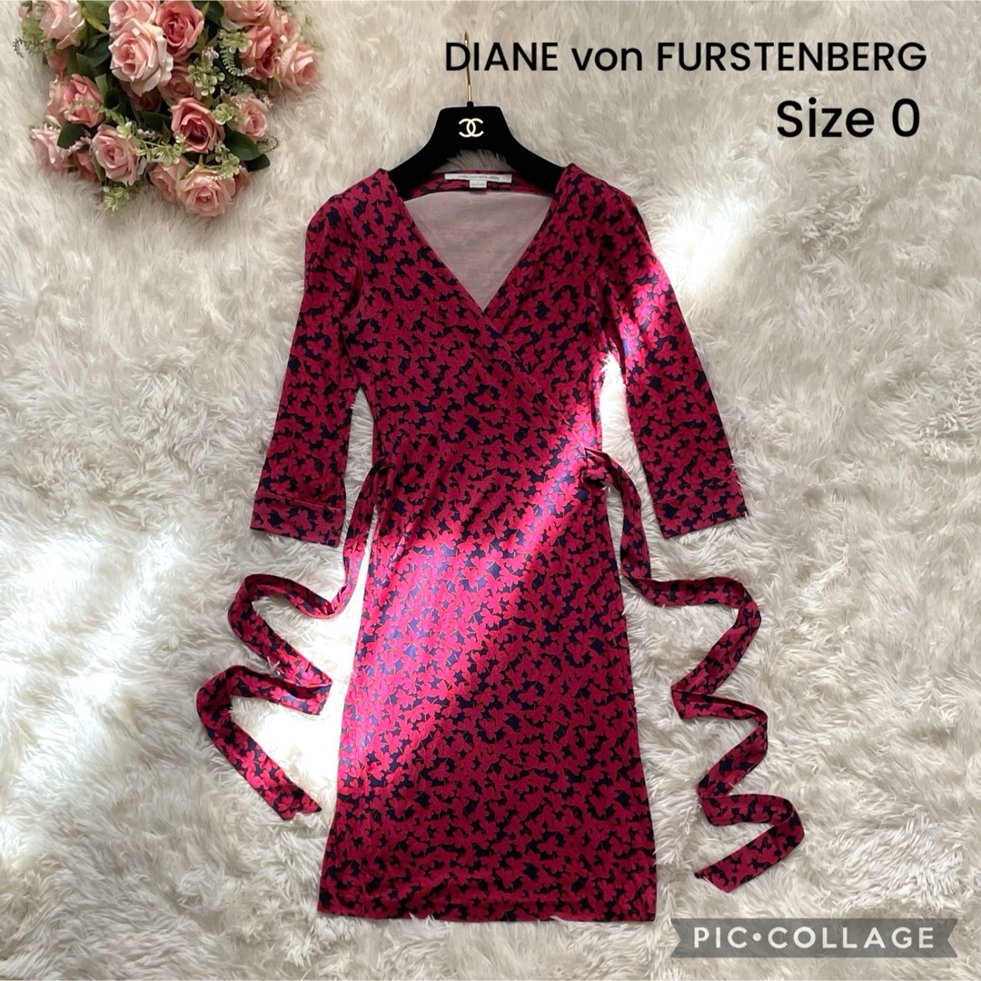 DIANE von FURSTENBERG(ダイアンフォンファステンバーグ)のDIANE von FURSTENBERG フラワーデザイン ラップワンピース レディースのワンピース(ひざ丈ワンピース)の商品写真