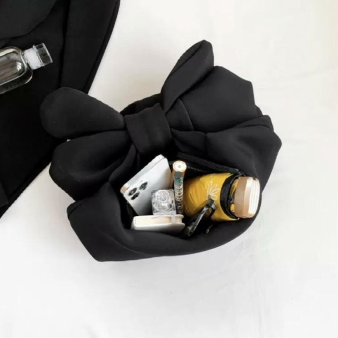 ビッグリボン ハンドルバッグ ショルダーバッグ ブラック 黒 ハンドバッグ 綺麗 レディースのバッグ(ショルダーバッグ)の商品写真