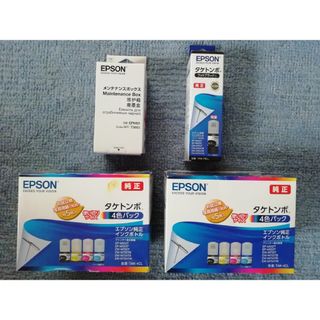 EPSON　タケトンボ純正品　4色S×2個＋黒大容量インク＋メンテナンスBOX(PC周辺機器)