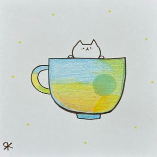 【147】【猫の絵】手描きイラスト原画(アート/写真)