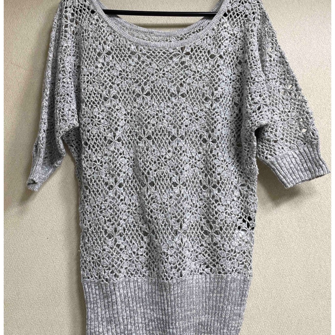 CECIL McBEE(セシルマクビー)の半袖　模様編みニットセーター レディースのトップス(ニット/セーター)の商品写真