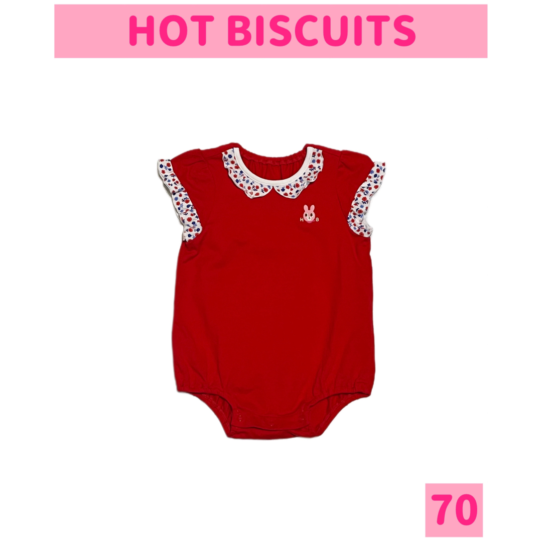 HOT BISCUITS(ホットビスケッツ)の◆HOT BISCUITS/ホットビスケッツ 花柄フリル ロンパース 70 キッズ/ベビー/マタニティのベビー服(~85cm)(ロンパース)の商品写真