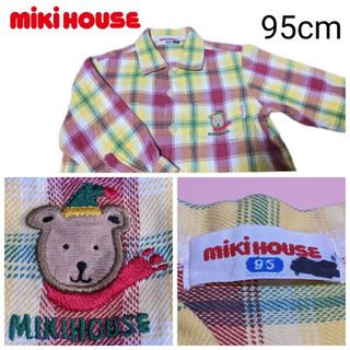 ミキハウス(mikihouse)のミキハウス　長袖　シャツ　ボタン　95cm　男の子　トップス　チェック　レトロ(Tシャツ/カットソー)