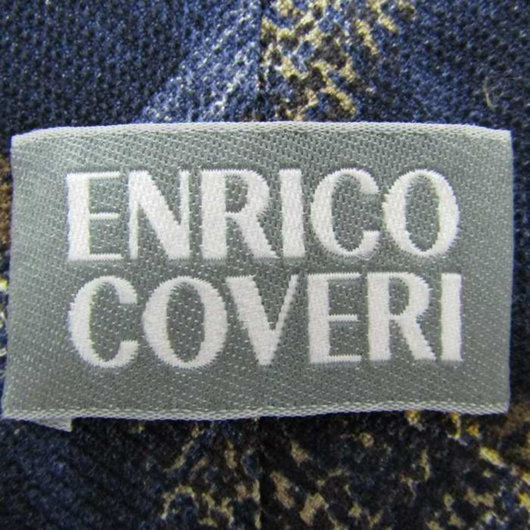 ENRICO COVERI(エンリココベリ)のエンリコ・コベリ ブランド ネクタイ チェック柄 格子柄 パネル柄 シルク PO  メンズ ネイビー Enrico Coveri メンズのファッション小物(ネクタイ)の商品写真