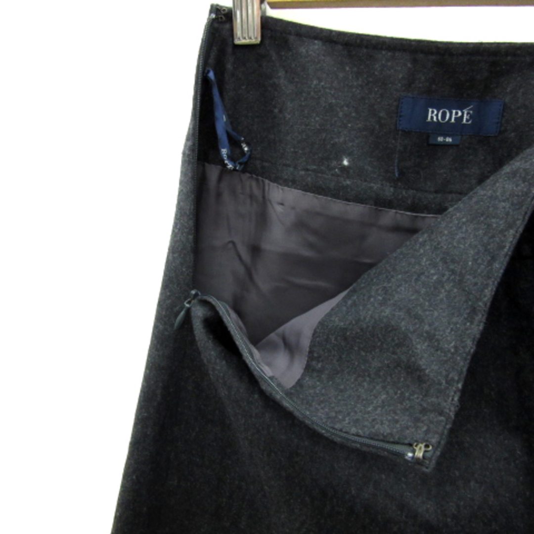 ROPE’(ロペ)のロペ 台形スカート プリーツスカート ひざ丈 無地 60-86 ダークグレー レディースのスカート(ひざ丈スカート)の商品写真