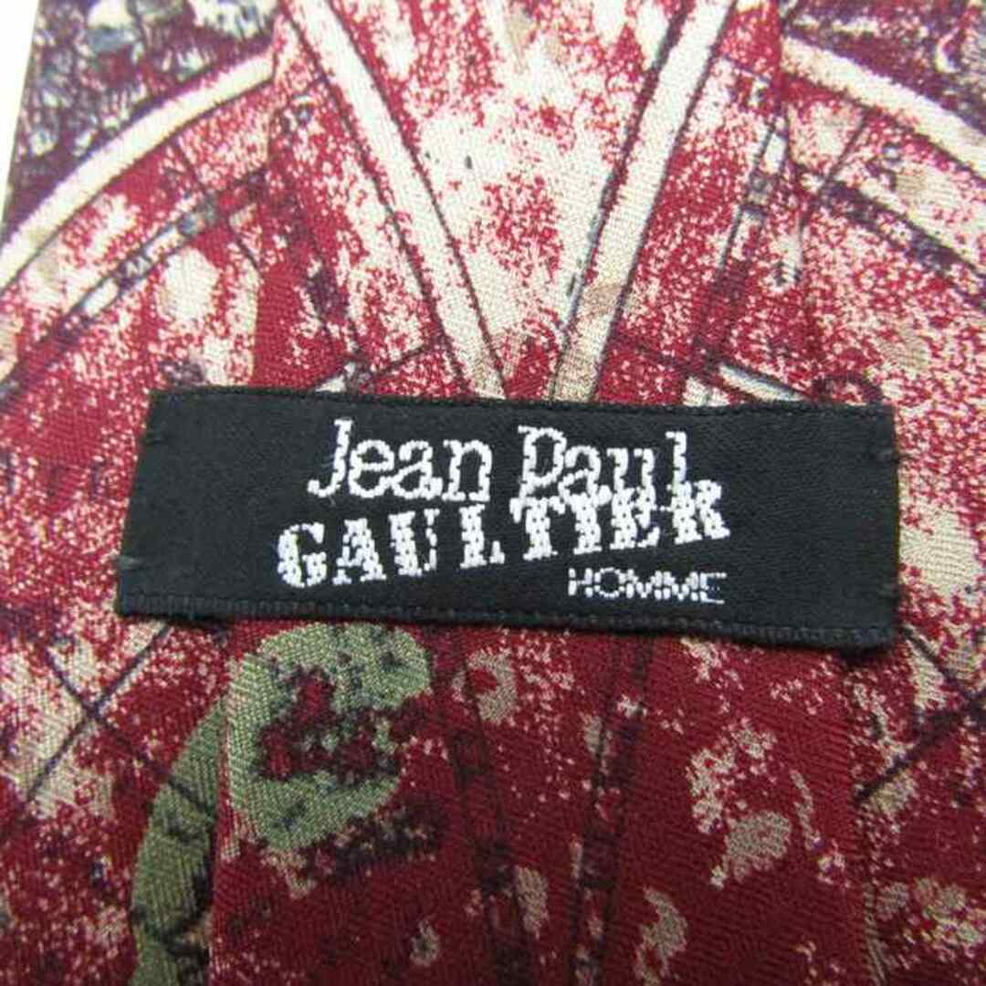 Jean-Paul GAULTIER(ジャンポールゴルチエ)のジャンポールゴルチエ ブランド ネクタイ 総柄 パネル柄 シルク PO  メンズ ワインレッド JEAN-PAUL GAULTIER メンズのファッション小物(ネクタイ)の商品写真