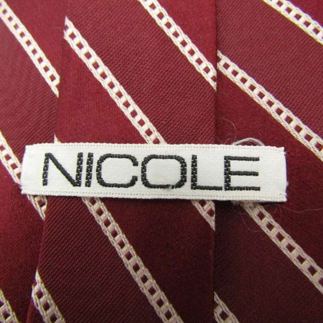 NICOLE(ニコル)のニコル ブランド ネクタイ ロゴ ストライプ柄 格子柄 シルク PO  メンズ ワインレッド NICOLE メンズのファッション小物(ネクタイ)の商品写真