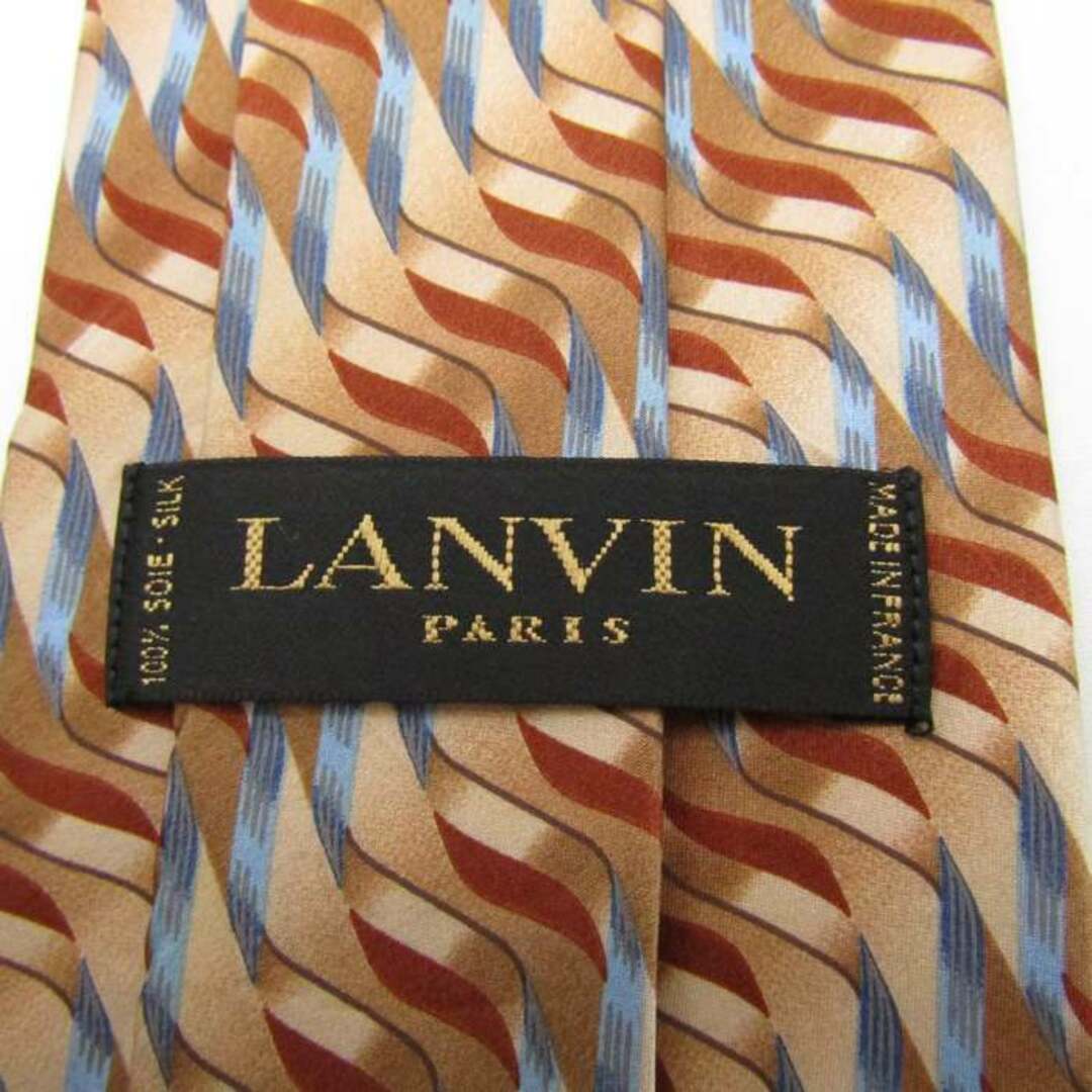 LANVIN(ランバン)のランバン ブランド ネクタイ ストライプ柄 パネル柄 シルク フランス製 PO  メンズ ブラウン LANVIN メンズのファッション小物(ネクタイ)の商品写真