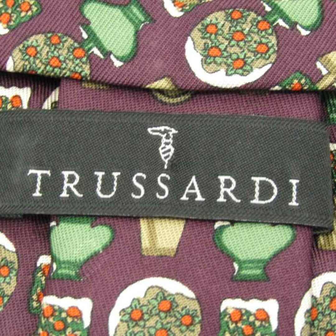 Trussardi(トラサルディ)のトラサルディ ブランド ネクタイ 総柄 花柄 木 シルク イタリア製 PO  メンズ ブラウン TRUSSARDI メンズのファッション小物(ネクタイ)の商品写真