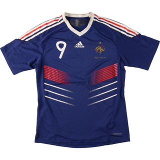 アディダス(adidas)の古着 アディダス adidas FORMOTION 2010 フランス代表  Vネック サッカーユニフォーム ゲームシャツ メンズL /eaa440221(Tシャツ/カットソー(半袖/袖なし))