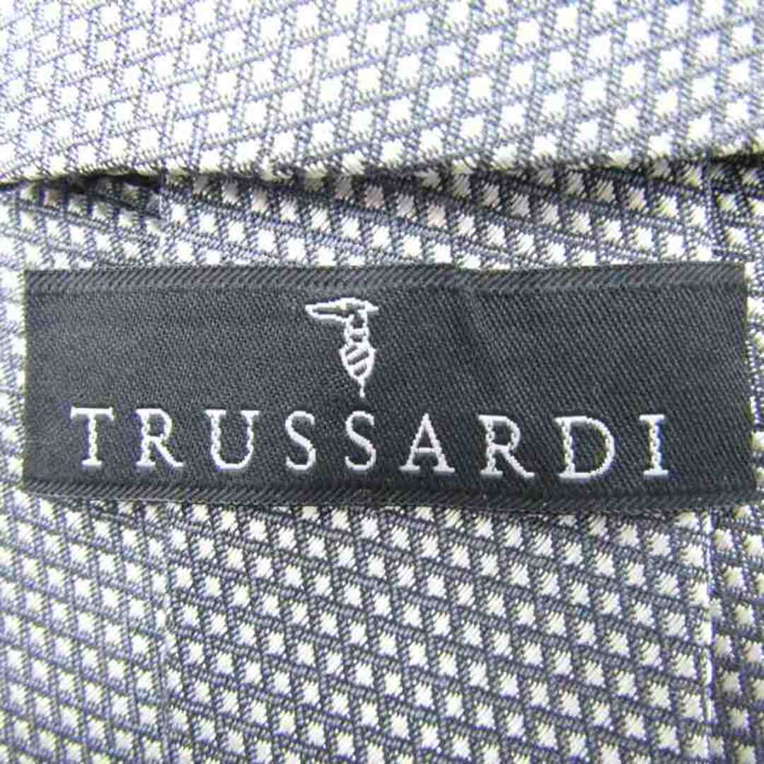 Trussardi(トラサルディ)のトラサルディ ブランド ネクタイ ロゴ チェック柄 格子柄 シルク イタリア製 PO  メンズ グレー TRUSSARDI メンズのファッション小物(ネクタイ)の商品写真