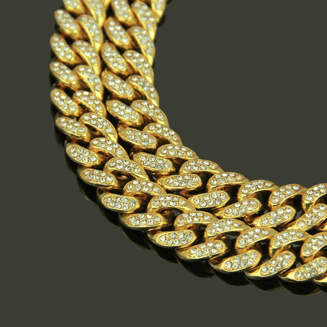 【送料無料】マイアミキューバンチェーンネックレス　60cm　喜平 ゴールド メンズのアクセサリー(ネックレス)の商品写真