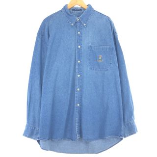 ラルフローレン(Ralph Lauren)の古着 90年代 ラルフローレン Ralph Lauren CHAPS チャップス 長袖 ボタンダウンデニムシャツ メンズL /eaa438905(シャツ)