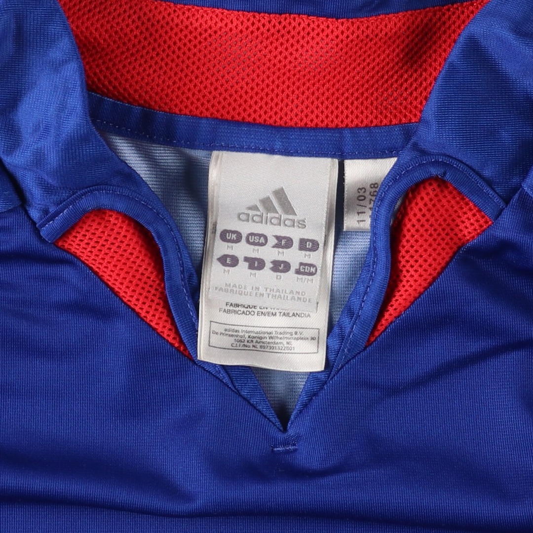 adidas(アディダス)の古着 アディダス adidas CLIMA COOL フランス代表 Vネック メッシュ サッカーユニフォーム ゲームシャツ メンズM /eaa440231 メンズのトップス(Tシャツ/カットソー(半袖/袖なし))の商品写真