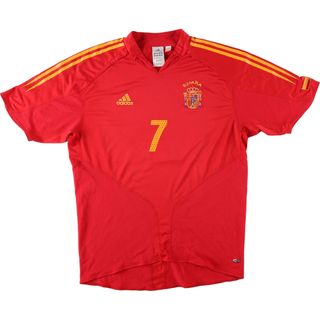 アディダス(adidas)の古着 アディダス adidas CLIMA COOL スペイン代表 Vネック メッシュ サッカーユニフォーム ゲームシャツ メンズL /eaa440232(Tシャツ/カットソー(半袖/袖なし))