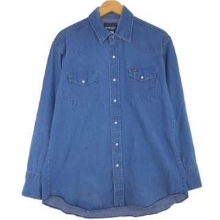 ラングラー(Wrangler)の古着 ラングラー Wrangler 70127MW 長袖 デニム ウエスタンシャツ メンズL /eaa438902(シャツ)