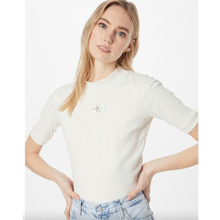 Calvin Klein Jeans アイボリー　ホワイト　ストレッチコットン(ニット/セーター)