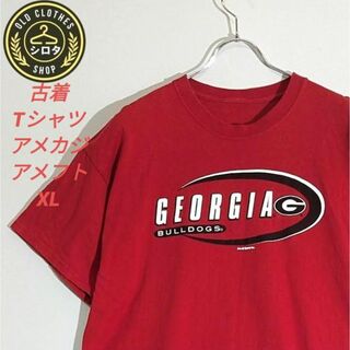 古着 Tシャツ アメカジ カレッジ アメフト ジョージア ブルドッグス 赤(Tシャツ/カットソー(半袖/袖なし))