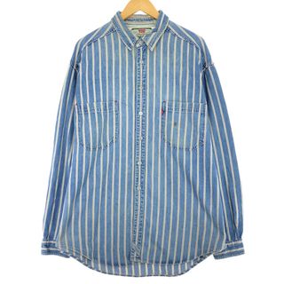 リーバイス(Levi's)の古着 リーバイス Levi's ストライプ柄 長袖 デニムシャツ メンズXL /eaa438920(シャツ)